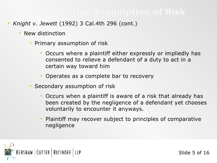 Assumption Of Risk In Premises Liability