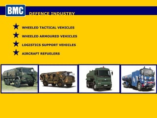DEFENCE INDUSTRY WHEELED TACTICAL VEHICLES WHEELED ARMOURED VEHICLES LOGISTICS SUPPORT VEHICLES AIRCRAFT REFUELERS 