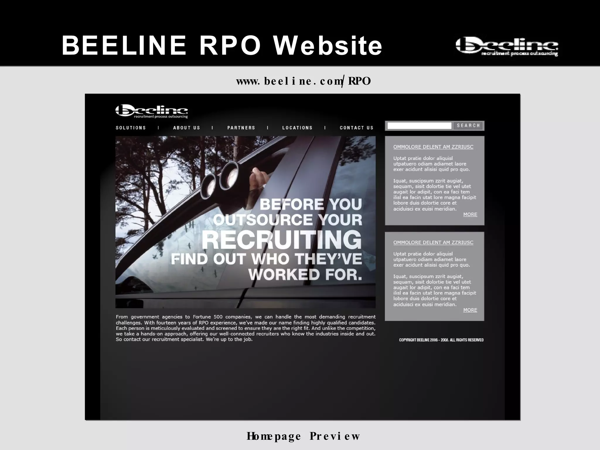 BEELINE RPO Website www.beeline.com/RPO Homepage Preview 