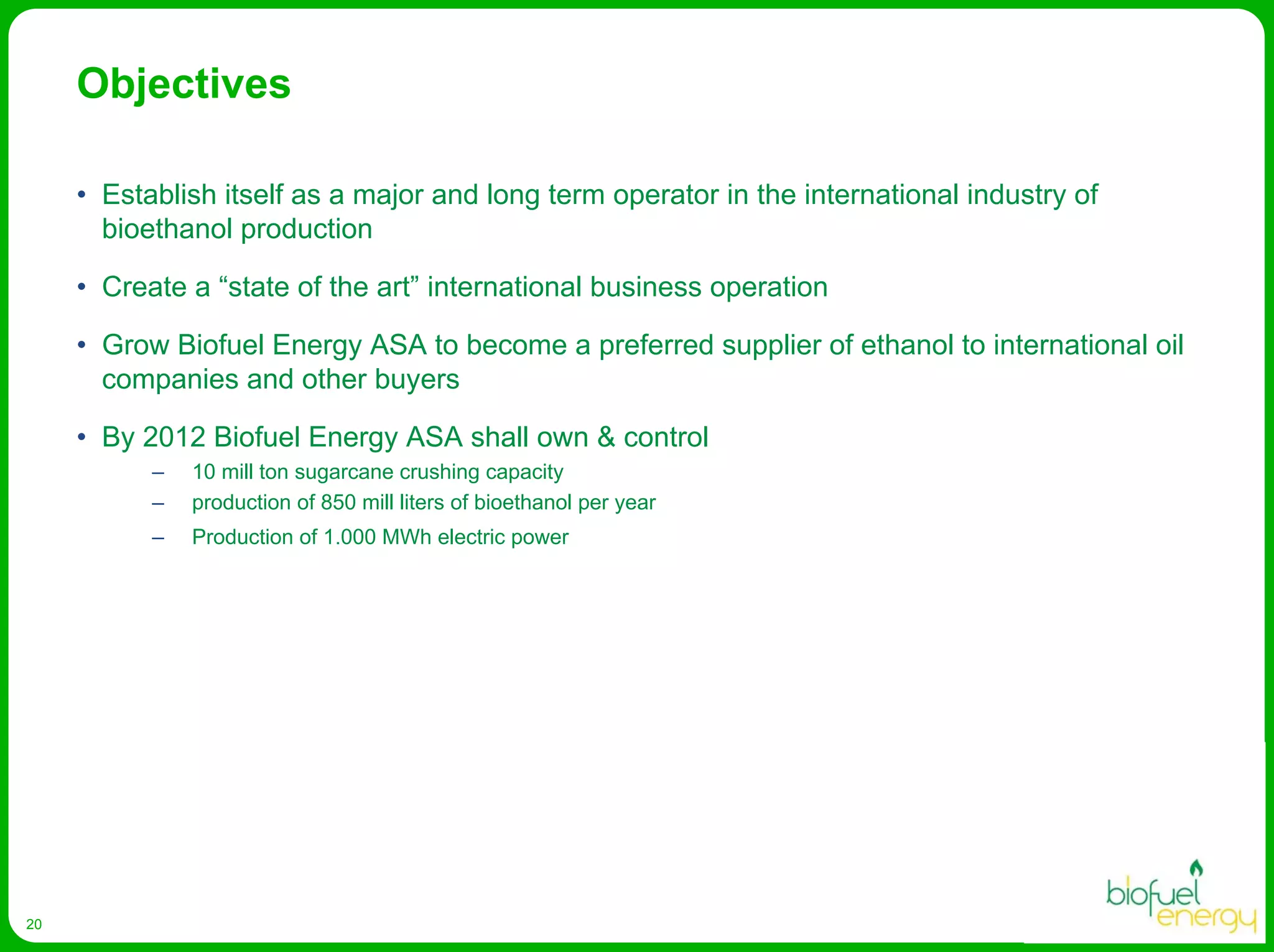 Biofuel Energy Asa Presentation Egm April 2008