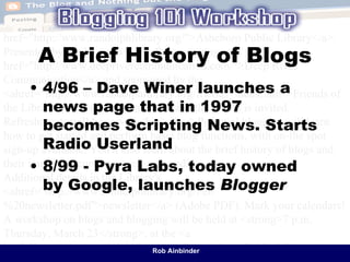 Blogging 101 Workshop