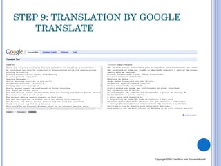 STEP 9: TRANSLATION BY GOOGLE  TRANSLATE Copyright 2008 Cris Silva and Giovana Boselli 