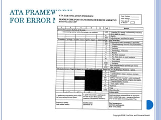 ATA FRAMEWORK  FOR ERROR MARKING Copyright 2008 Cris Silva and Giovana Boselli 
