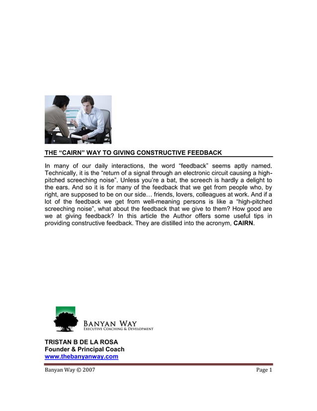 The CAIRN Way To Giving Constructive Feedback PDF