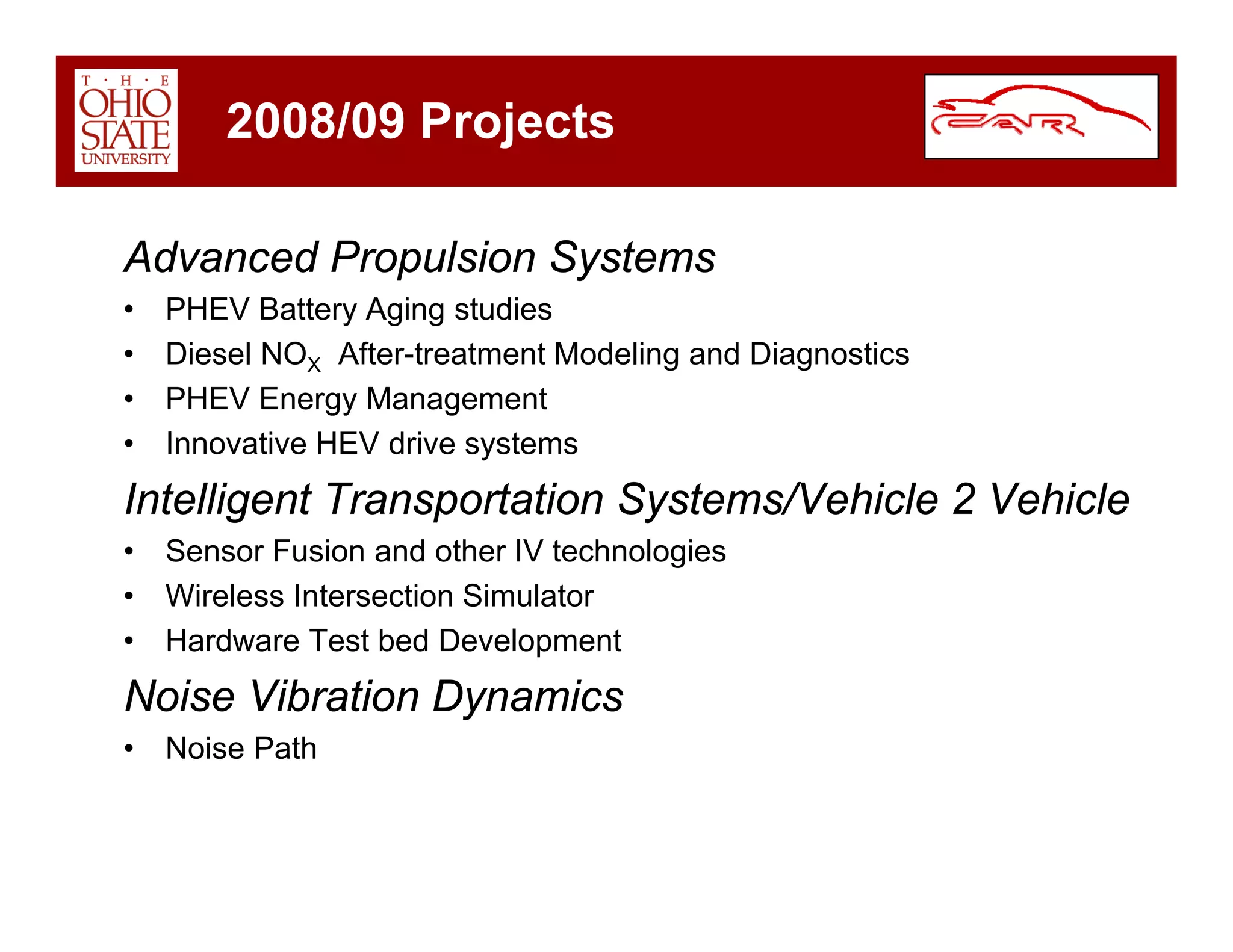 Car Overview Dec 2008