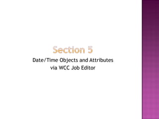 Date/Time Objects and Attributes via WCC Job Editor 