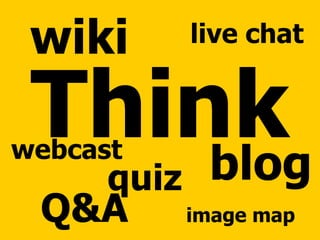 Think wiki blog Q&A live chat webcast quiz image map 