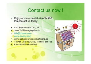 Chz Committed To Green Solar Tech 2009