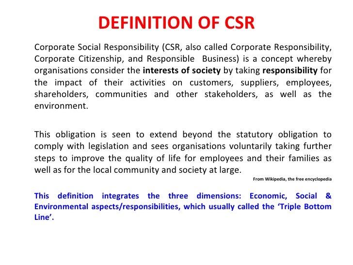 corporate social responsibility definition