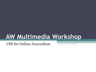 AW Multimedia Workshop CSS for Online Journalism