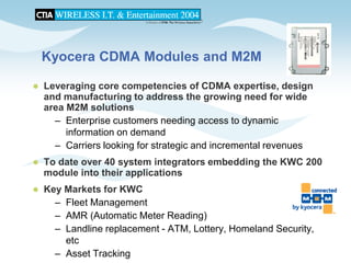 CTIA 2004 Wireless I.T. & Entertainment, "M2M Seminar Panel Discussions", Jean Barrette, Moderator