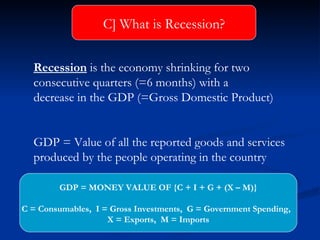 Recession Definition Simple recession | PPT