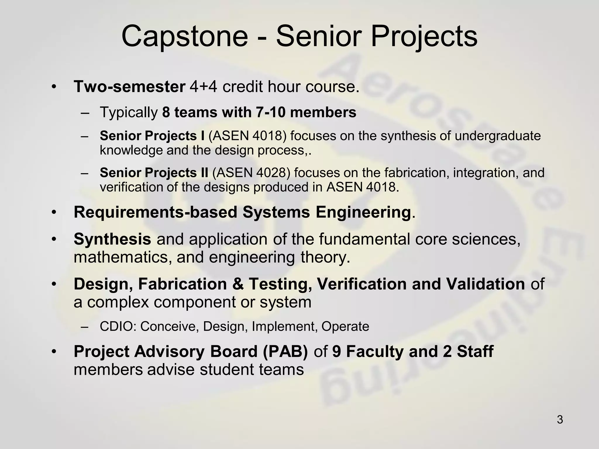 Capstone Senior Design Projects Comprehensive