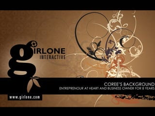 COREE’S BACKGROUND  ENTREPRENOUR AT HEART AND BUSINESS OWNER FOR 8 YEARS  