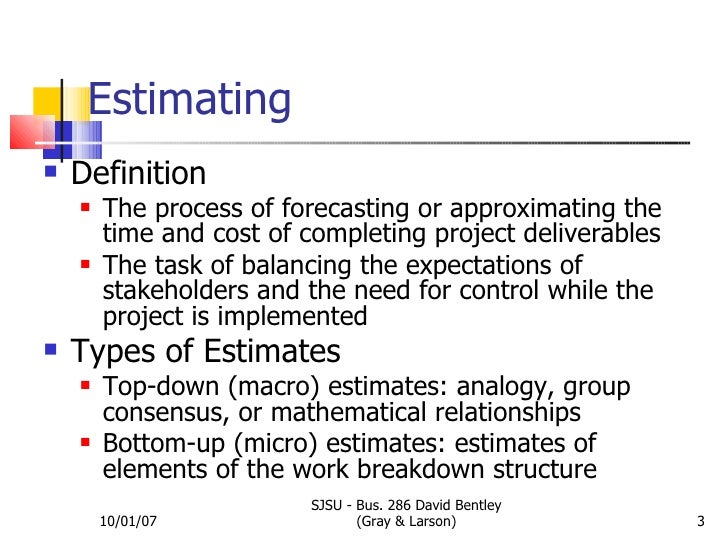Estimating Time & Costs