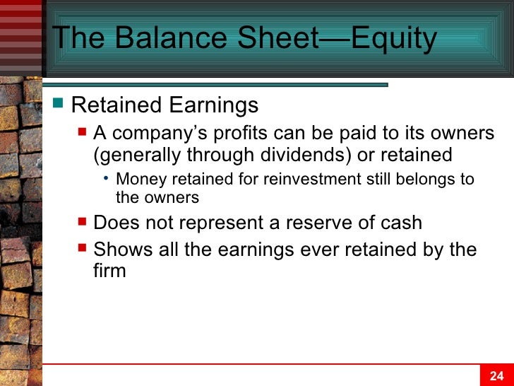 relationship between cash and retained earnings