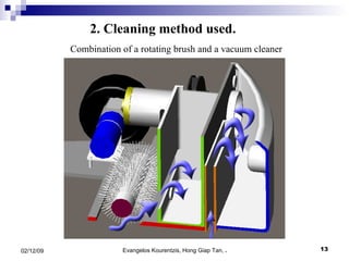 2. Cleaning method used. Combination of a rotating brush and a vacuum cleaner   