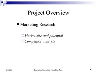 Project Overview Marketing Research  Market size and potential Competitor analysis 