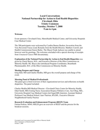 Cleveland Local Conversation on Health Disparities