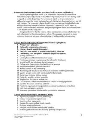 Cleveland Local Conversation on Health Disparities