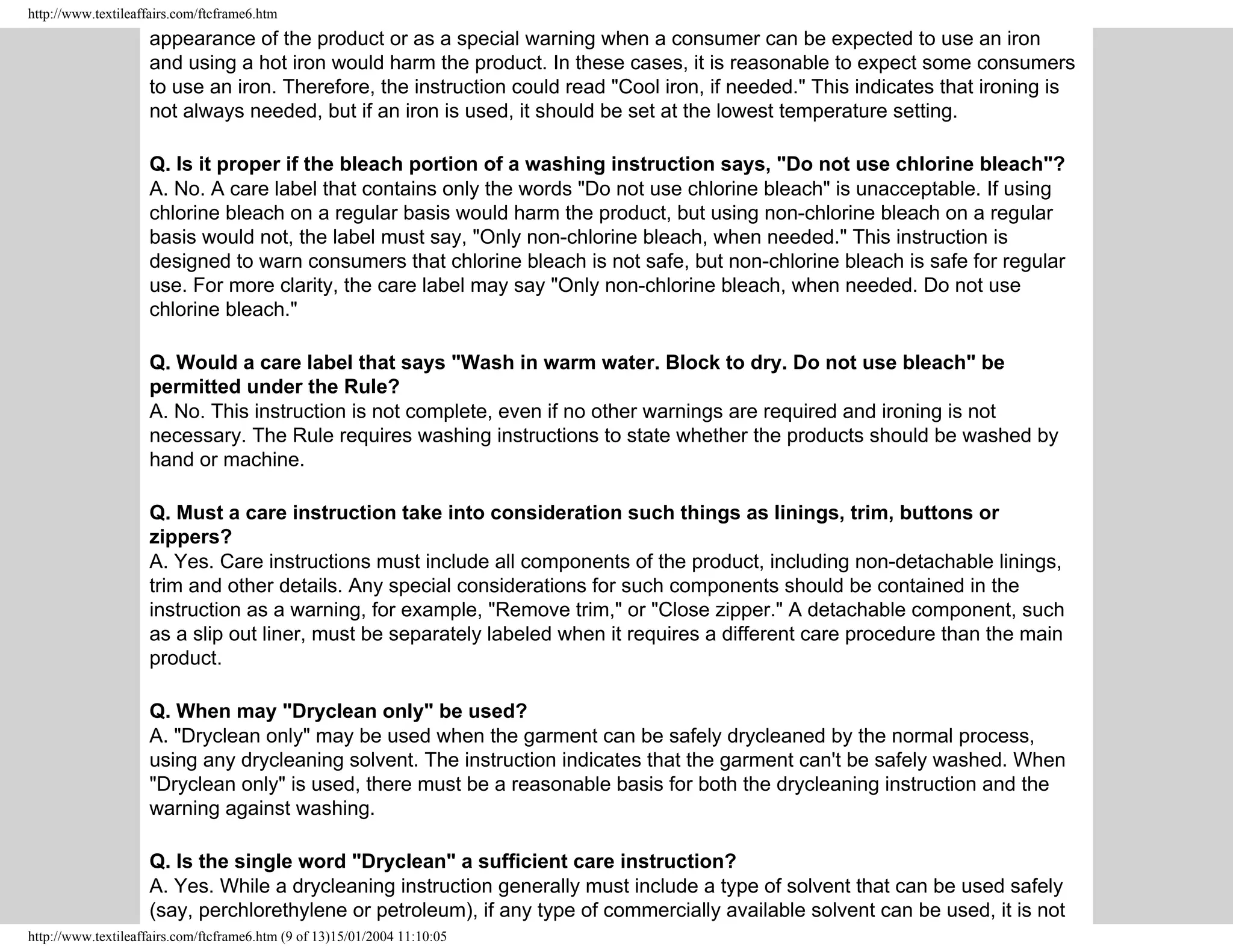 Clothes Captioning Complying With Care Labelling Rules