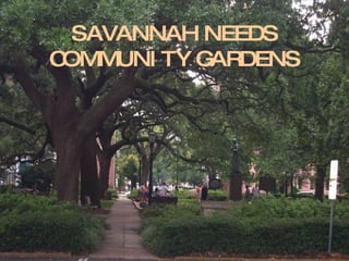 SAVANNAH NEEDS COMMUNITY GARDENS 