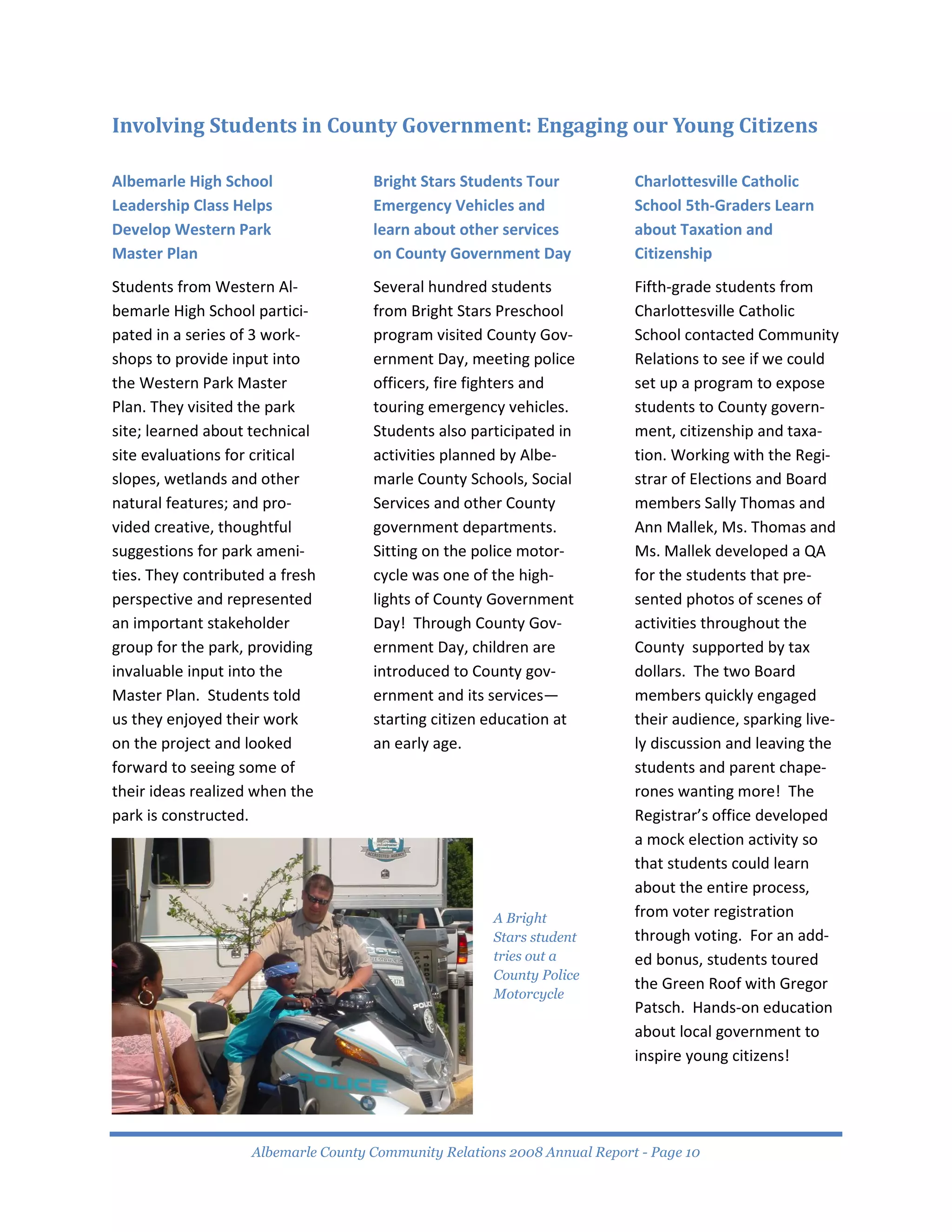 Community Relations Annual Report 2008