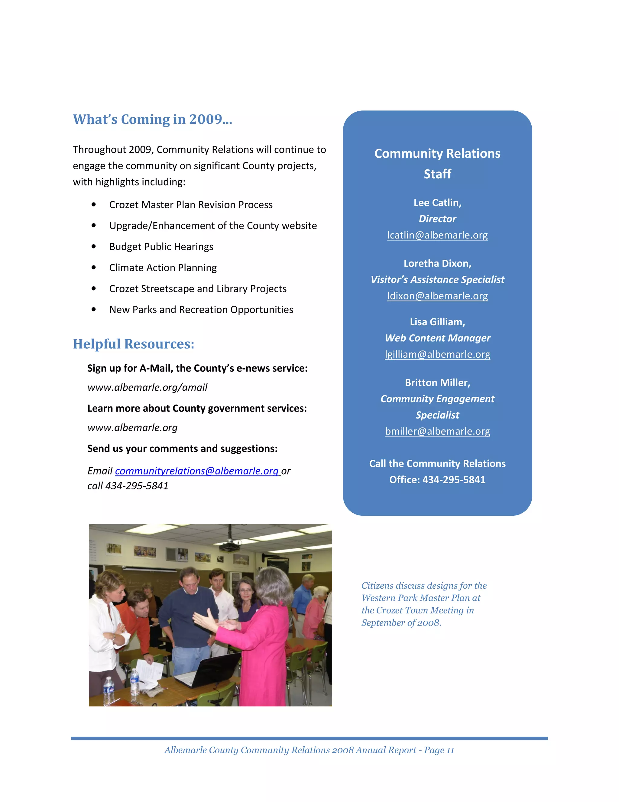 Community Relations Annual Report 2008