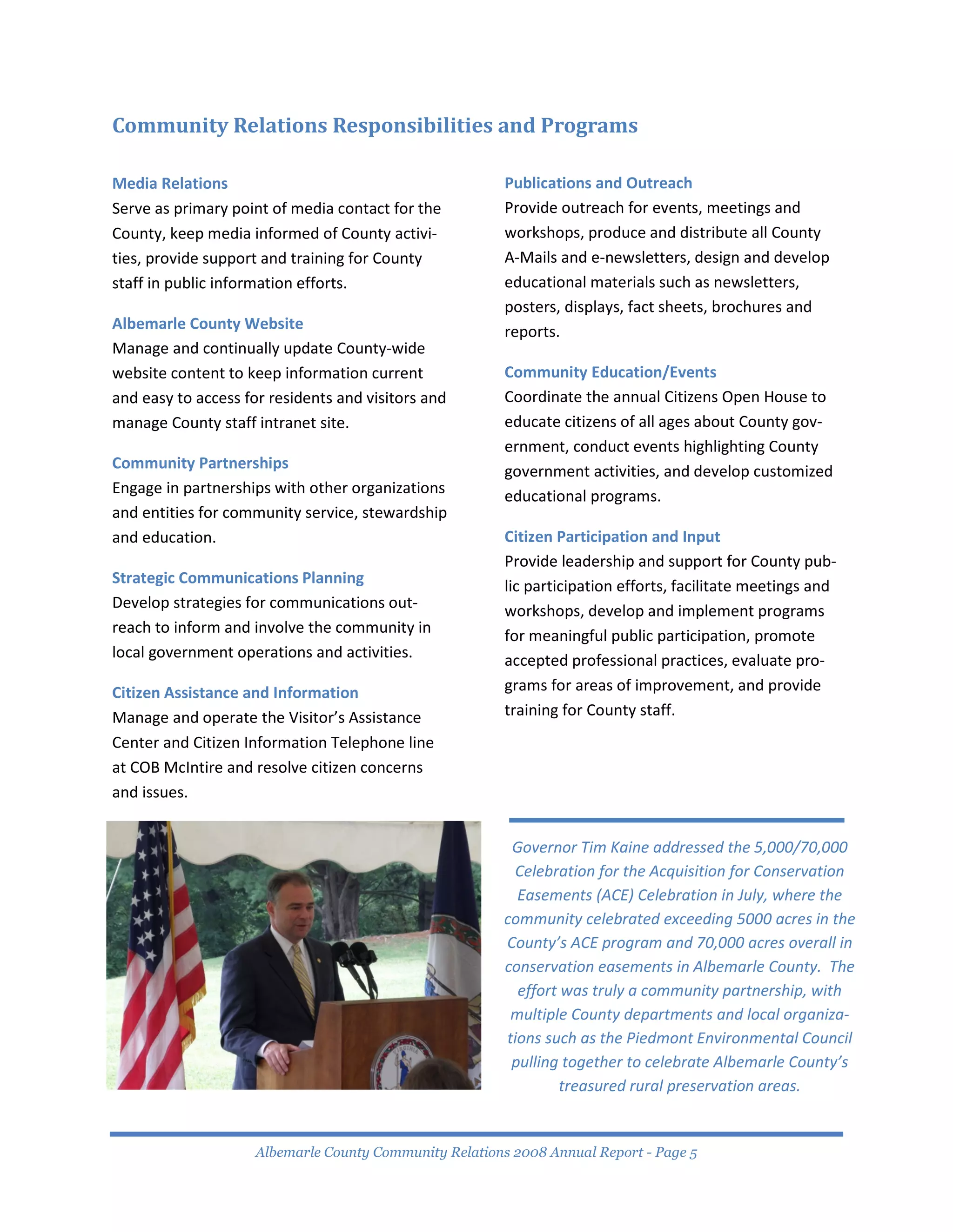 Community Relations Annual Report 2008