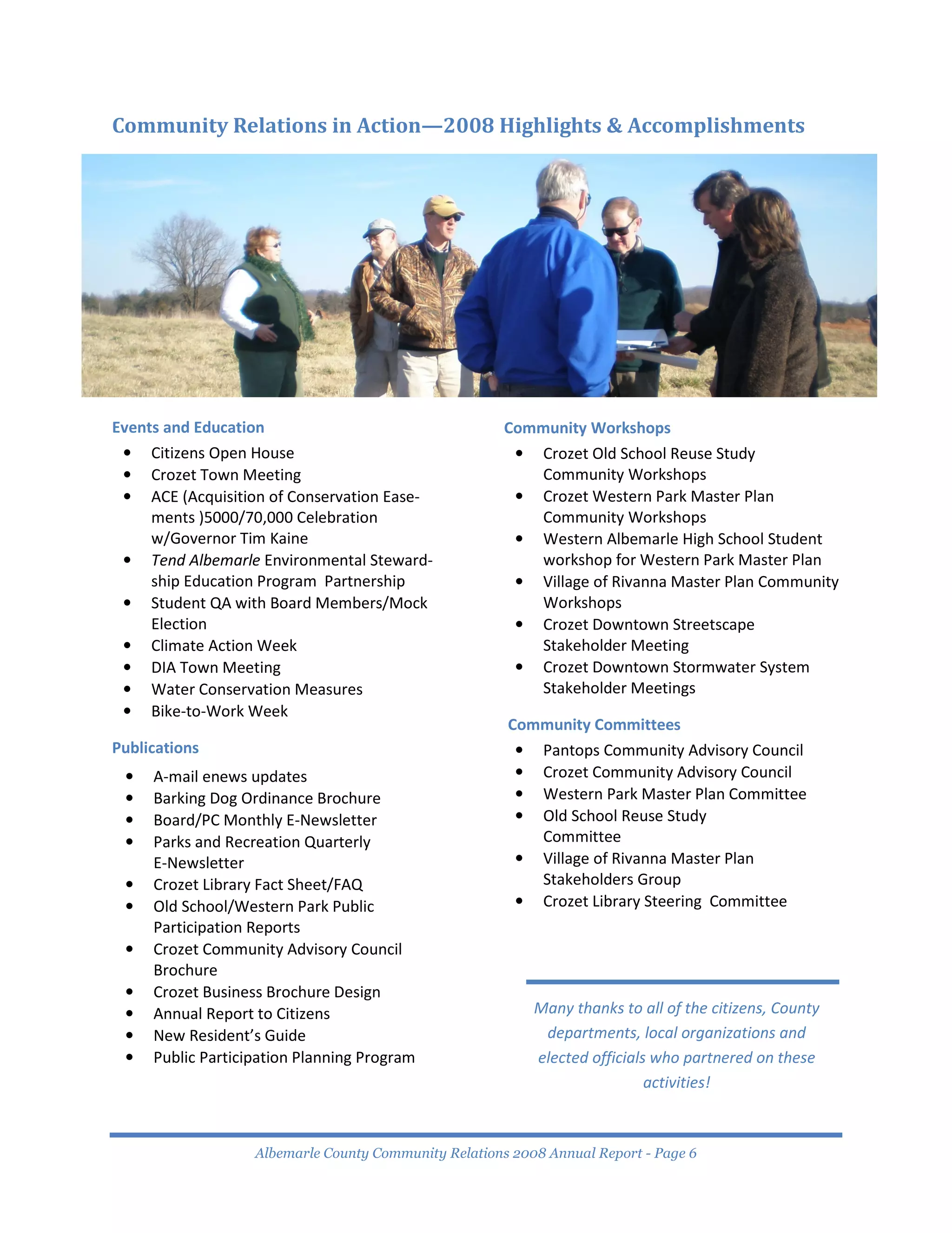 Community Relations Annual Report 2008