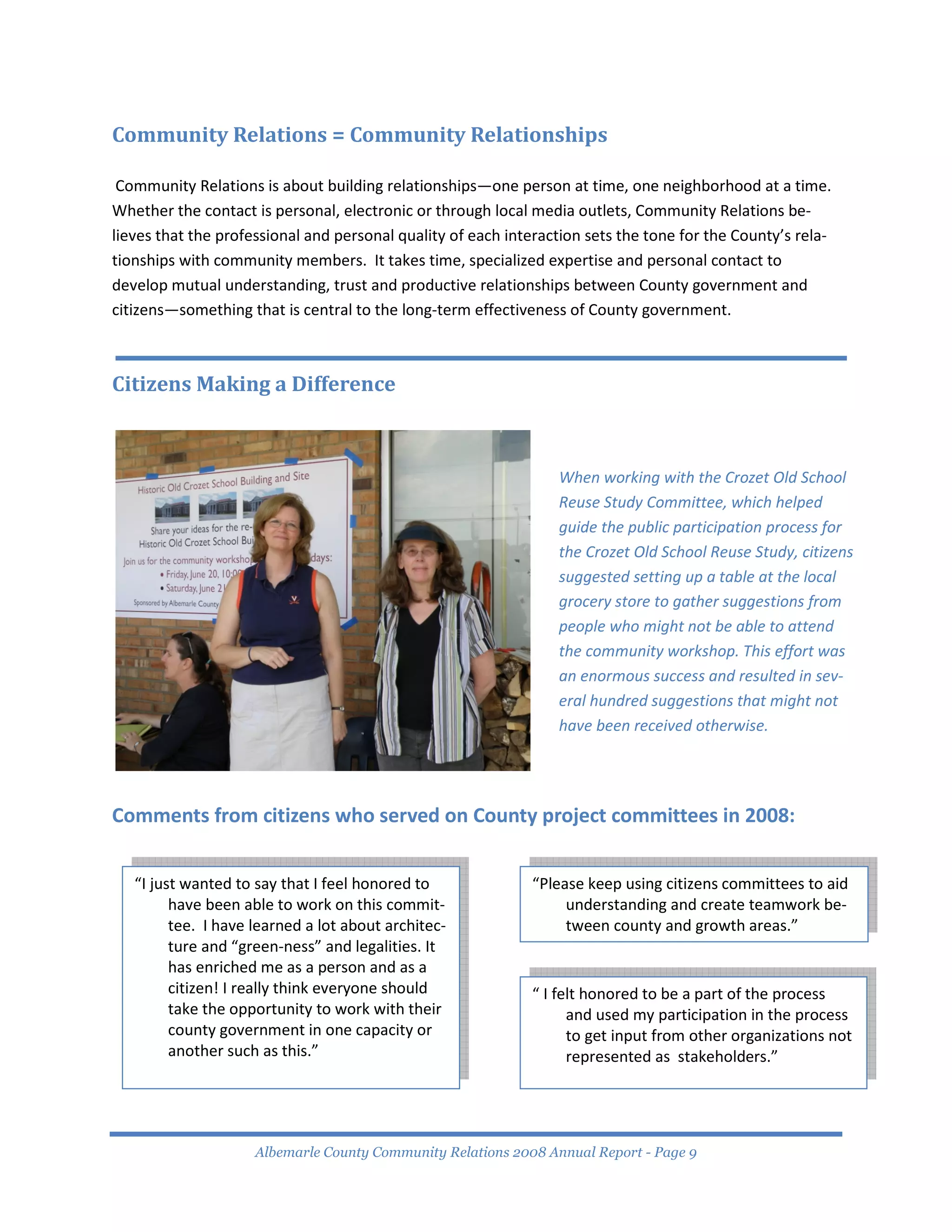 Community Relations Annual Report 2008