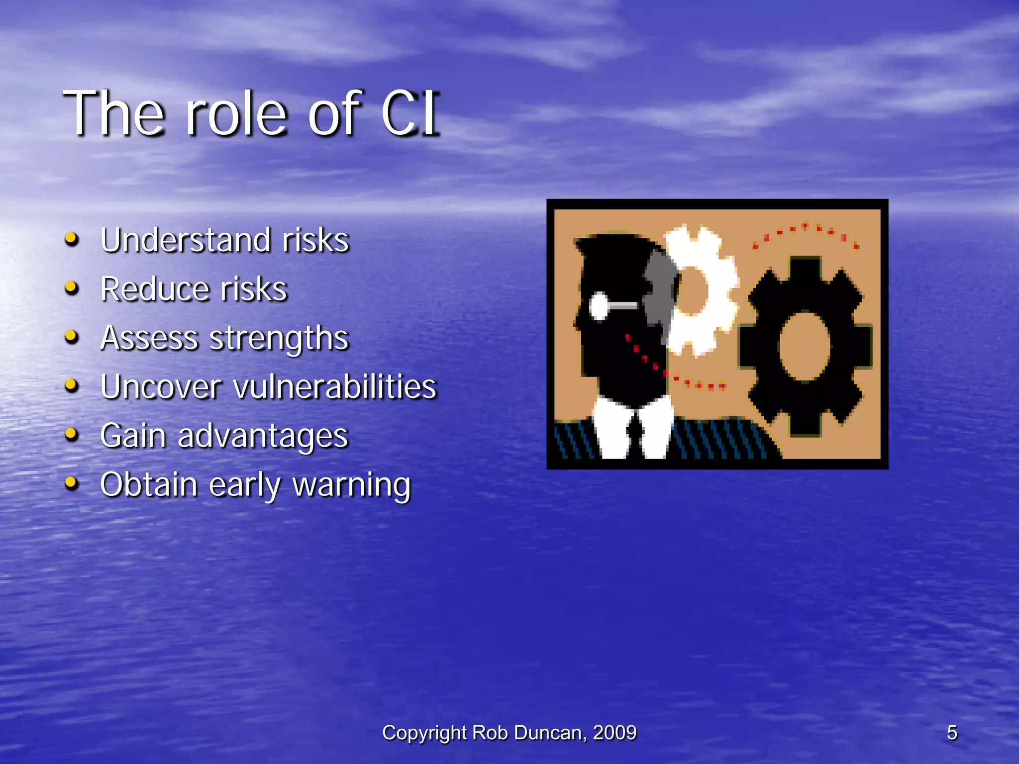 Competitive Intelligence -  Fast, Cheap & Ethical By Rob Duncan March 5, 2009