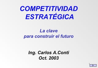 COMPETITIVIDAD  ESTRATÉGICA La clave para construir el futuro Ing. Carlos A.Conti Oct. 2003 