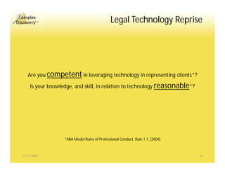 Complex Discovery Ethics Efficiency And Economics (Overview) 1108
