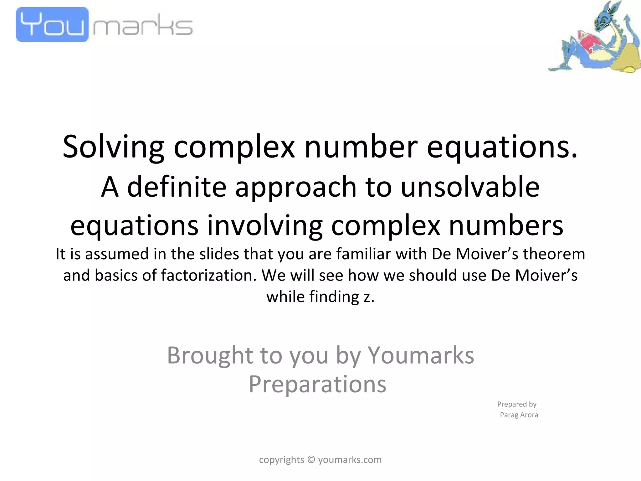 Solving Equations in Complex Numbers | PPT