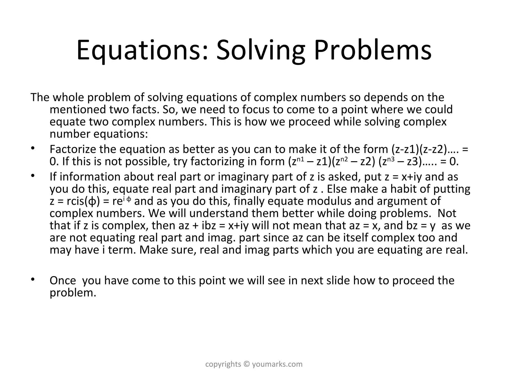 Solving Equations in Complex Numbers | PPT