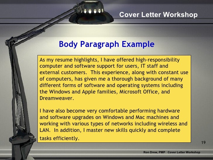 rdrew cover letter workshop cover letter body examples