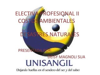 ELECTIVA PROFESIONAL II COSTOS AMBIENTALES  PRESENTADA POR: DEISY MAGNOLI SUA  DESASTRES NATURALES  