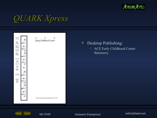 QUARK Xpress Desktop Publishing: ACE Early Childhood Center Stationery 