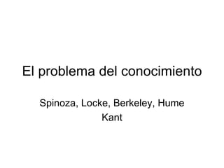 El problema del conocimiento Spinoza, Locke, Berkeley, Hume Kant 