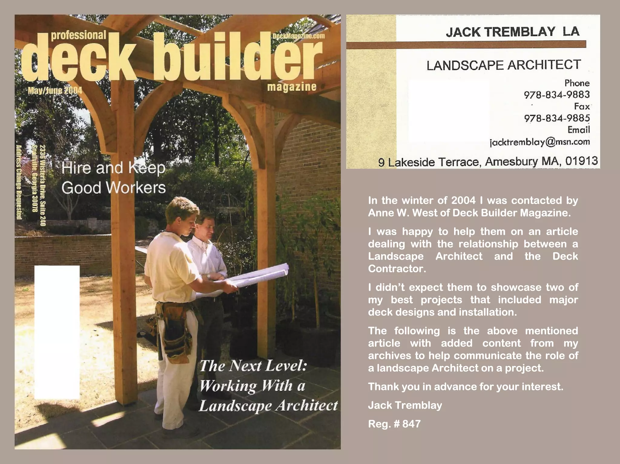 Jack Tremblay in Deck Builder Magazine