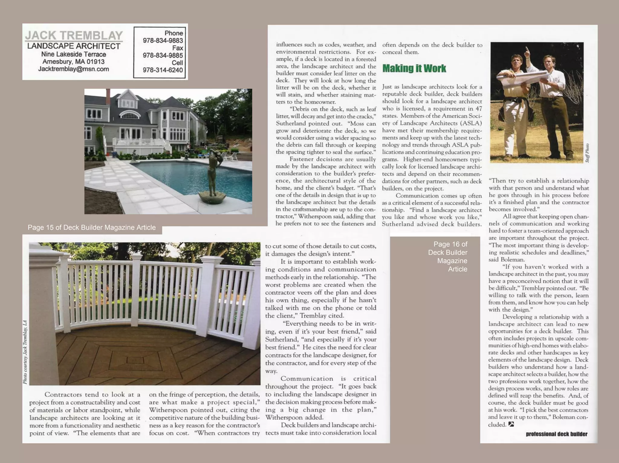 Jack Tremblay in Deck Builder Magazine