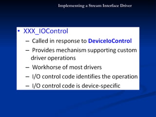 Implementing a Stream Interface Driver 
