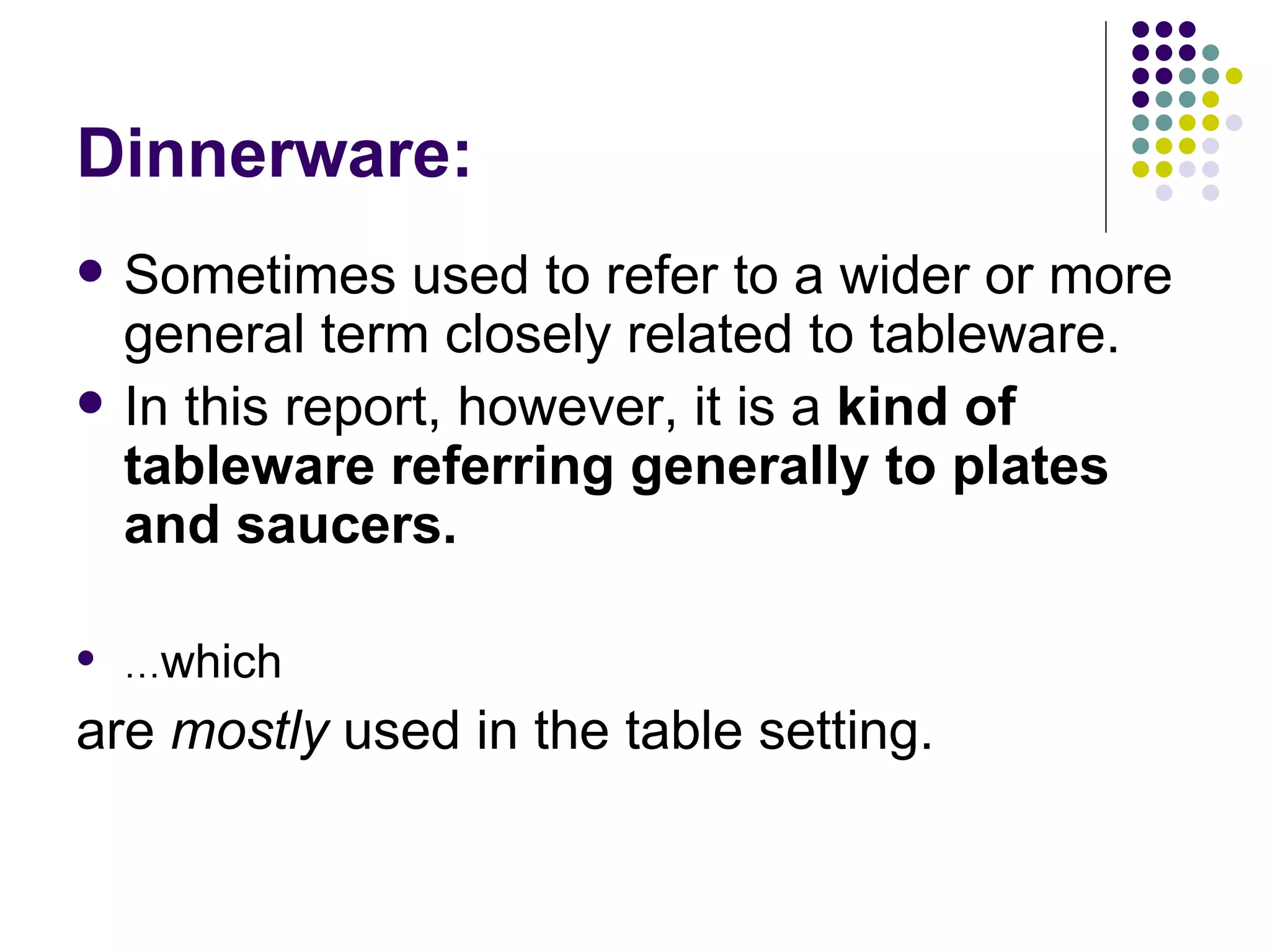 Dinnerware | PPT