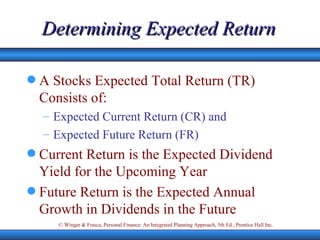 Determining Expected Return ,[object Object],[object Object],[object Object],[object Object],[object Object]