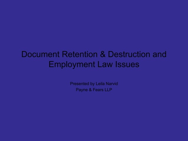 Document Retention And Destruction Power Point | PPT | Law