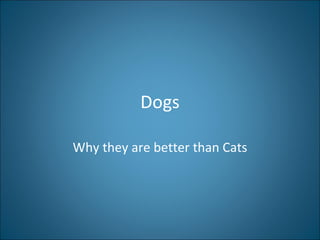 Dogs Why they are better than Cats 