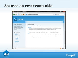 Aparece en crear contenido 