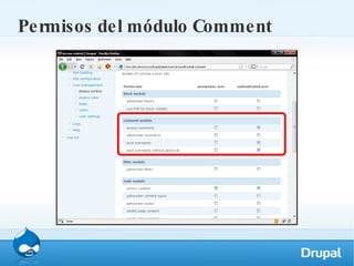 Permisos del módulo Comment 