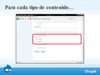Para cada tipo de contenido… 